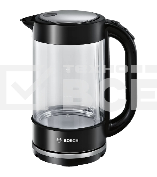 Чайник электрический Bosch TWK70B03 1.7л. 2400Вт черный (корпус: стекло)