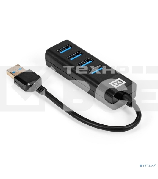 Хаб USB (концентратор) 4-в-1 ExeGate DUB-4TP (кабель-адаптер USB3.0 --> 4xUSB3.0, Plug&Play, черный)