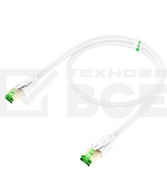 Патч-корд GCR LSZH PROF кат.8 ethernet  5.0m SF/FTP, RJ45, медь, 40 Гбит/с, 26 AWG, белый, литой, экранированные коннекторы 24K GOLD