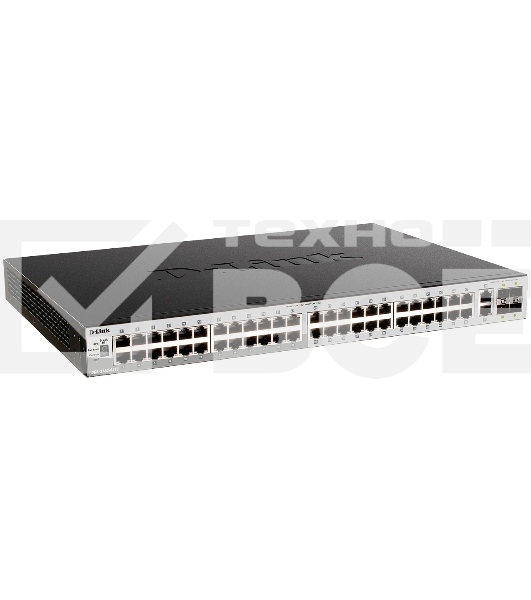 Коммутатор управляемый L3 стекируемый D-Link DGS-3130-54PS/B (L3) 48x1Gbит/с 2x10Gbит/с 4SFP+ 48PoE+ 370W управляемый