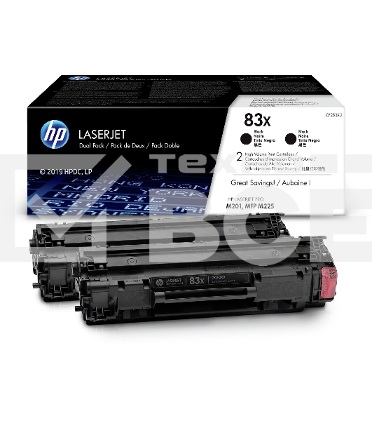 Картридж лазерный HP 83X черный двойная упаковка (CF283XD) увеличенной емкости для HP LJ Pro M201/M225, 4400стр