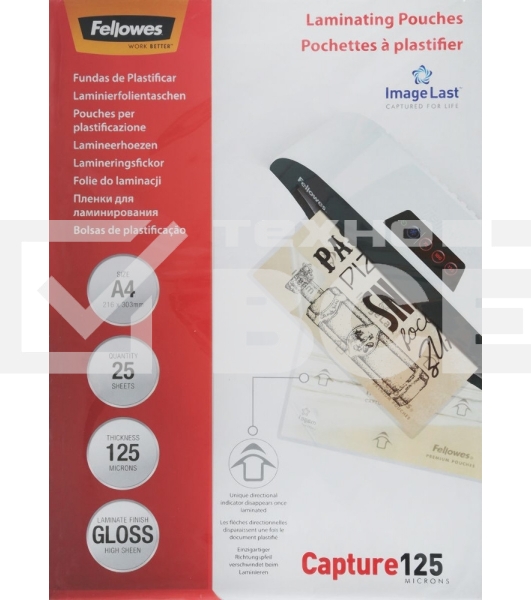 Пленка для ламинирования Fellowes 125мкм A4 (25шт) глянцевая 216x303мм CRC-53963 (FS-53963)