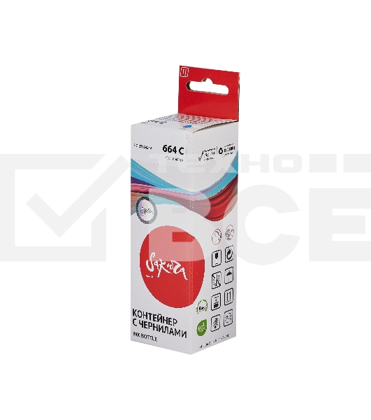 Контейнер с чернилами Sakura C13T66424A (664 C) для Epson, голубой, 6500 к., 70 мл.