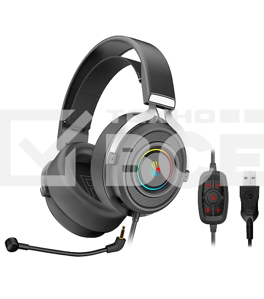 Наушники с микрофоном A4Tech Bloody G535 черный/серебристый 2м мониторные USB оголовье (G535 (BLACK+SILVER) USB)