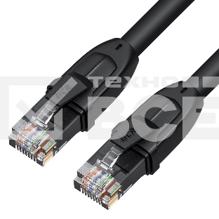 Патч-корд PROF прямой 10.0m, UTP медь кат.6, че, 24 AWG, ethernet high speed 10 Гбит/с, RJ45, T568B, GCR-52585