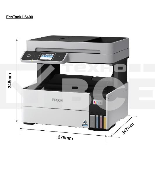 МФУ струйный Epson L6490 (C11CJ88405), A4, цветной, печ. до 17 стр/мин. (ч/б) до 9.5 стр/мин. (цвет), 1200 x 4800 dpi (печать) 1200x2400dpi (скан.), USB, RJ-45, Wi-Fi