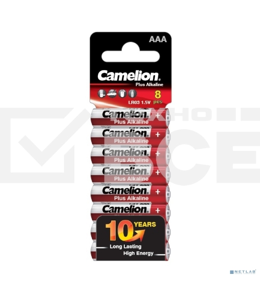 Батарейки Camelion Plus Alkaline SP8 LR03 (LR03-SP8, 1.5В)(8шт. в уп-ке)