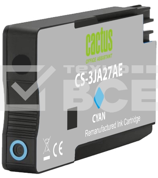Картридж струйный Cactus CS-3JA27AE 963XL (есть ограничения по прошивке) голубой (25.5 мл) для HP OfficeJet Pro 9010/9010e/9012/9014/9015/9016/9019