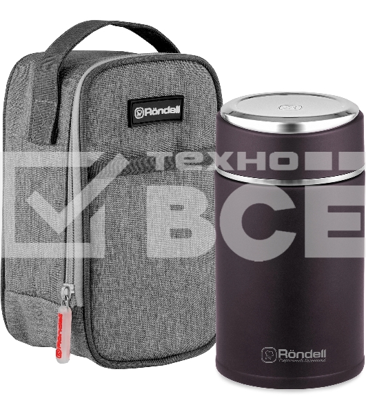 Термос для еды Rondell Tierno RDS-1661 0.7л. бордовый с чехлом картонная коробка