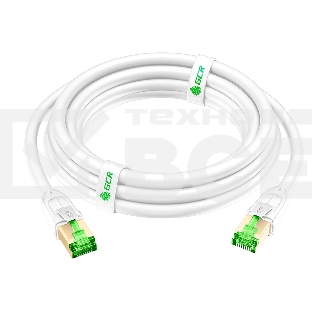 Патч-корд GCR LSZH PROF кат.8 ethernet  5.0m SF/FTP, RJ45, медь, 40 Гбит/с, 26 AWG, белый, литой, экранированные коннекторы 24K GOLD