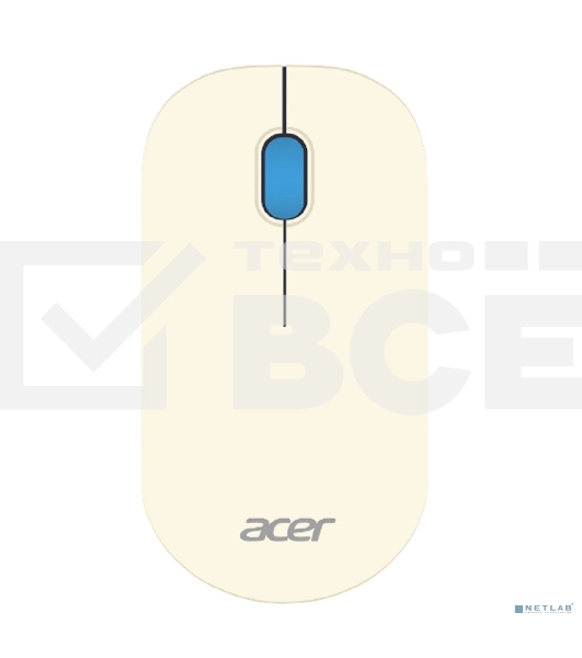Мышь беспроводная Acer OMR205 белый/голубой, 1200 dpi, радиоканал, USB, кнопки - 3