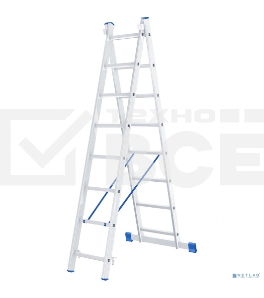 Лестница Сибртех, 2 х 8 ступеней, алюминиевая, двухсекционная