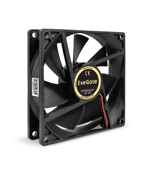 Вентилятор 12В DC ExeGate EX09225H2P (92x92x25 мм, Hydraulic bearing (гидродинамический), 2pin, 2100RPM, 25dBA)