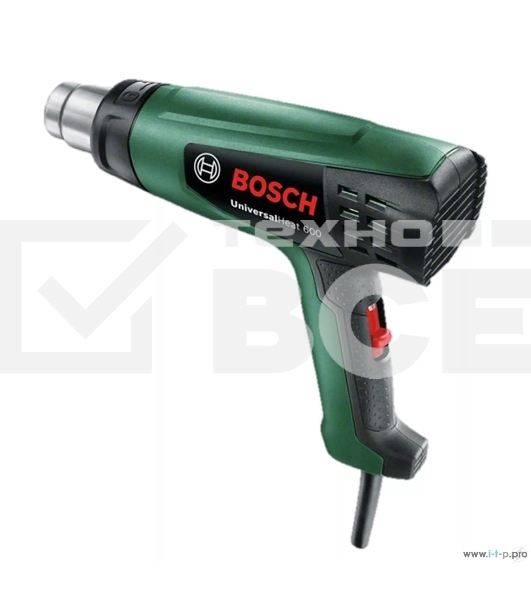 Технический фен Bosch UniversalHeat 600[06032A6120] { Мощность/напряжение: 1800 Ватт , вес: 0,8 кг, температура: 50 / 400 / 600 оС, поток воздуха: 250 / 350 / 500 л/мин }