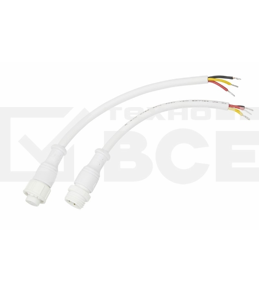 Соединительный кабель (3pin) герметичный (IP67) 3х0.5мм² белый Rexant