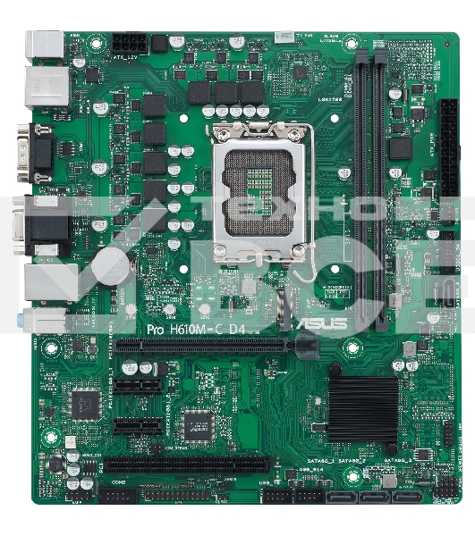 Материнская плата ASUS Pro H610M-C D4-CSM, LGA 1700, Intel H610, 2xDDR4, 4xSATA, 1xM.2, 1xPCI-E 4.0 x16, 1xPCI, 1xDP, 1xHDMI, 1xVGA, 1x 1Gb LAN, 2xUSB-A 2.0, 2xUSB-A 3.2 Gen 1, 3x3.5 мм, 7.1, Micro-ATX