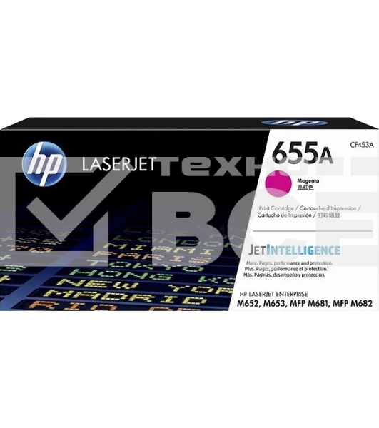 Картридж лазерный HP 655A пурпурный для HP CLJ M652/M653/MFP M681/M682 (CF453A) 10500 стр