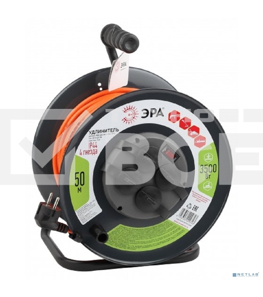 Удлинитель силовой RMx-4es-3x1.5-50m-IP44 на метал. катушке с/з 4гнезда 50м ПВС 3х1.5 Эра Б0046852