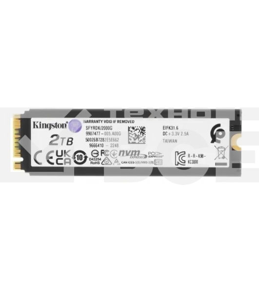 Накопитель SSD Kingston Fury Renegade, 2Tb, PCIe 4.0 x4, M.2 2280, NVMe, R/W 7300/7000