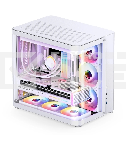 Корпус без блока питания JONSBO TK-2, Midi-Tower, TG, no fans, 1xUSB-A 3.2 + 1xUSB-C 3.2, ATX, mATX, mITX White