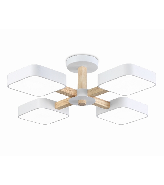 Светильник Ambrella light FL4879/4 WH/WD белый/дерево 72W 3000-6000K D610*160 (без ПДУ)