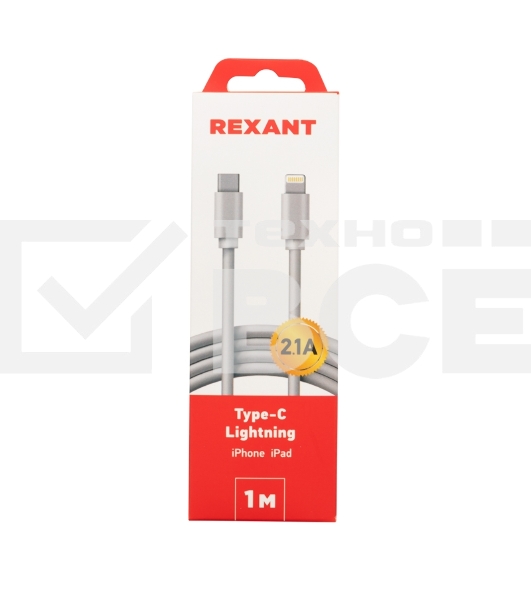 Кабель Rexant Type-C-Lightning 2 A, 1 м, белый ПВХ