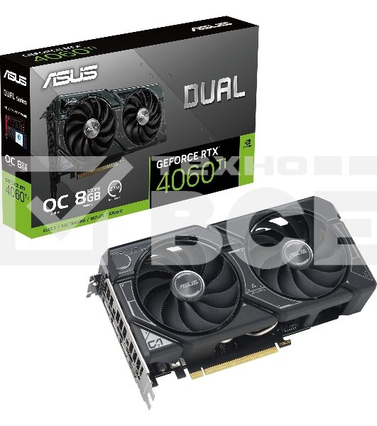 Видеокарта ASUS DUAL-RTX4060TI-O8G RTX4060TI 8Gb 128bit GDDR6 2520/18000 HDMIx1 DPx3 HDCP Ret