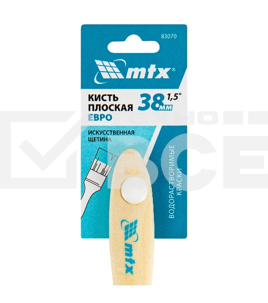 Кисть плоская 'Евро' 1.5', искусственная щетина, деревянная рукоятка MTX