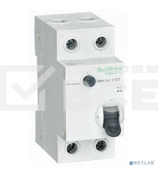 Выключатель автоматический дифференциального тока 2п (1P+N) C 20А 30мА тип AC 4.5кА City9 Set 230В SE C9D34620