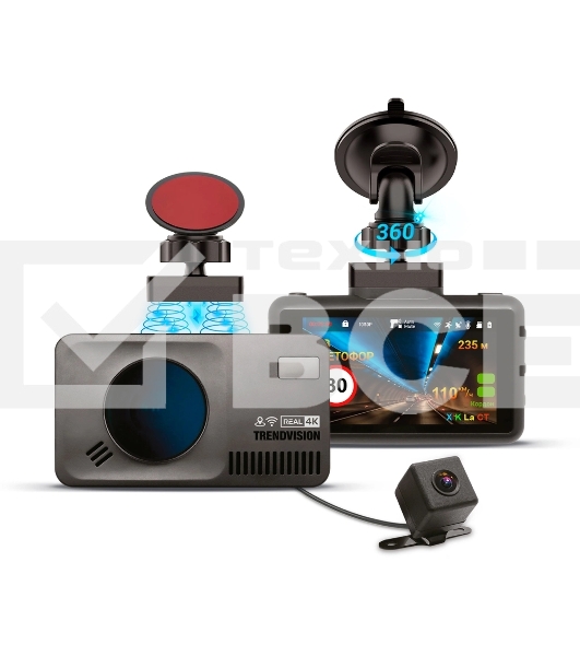Видеорегистратор с радар-детектором TrendVision DriveCam Real 4K Signature LNA 2CH GPS ГЛОНАСС черный