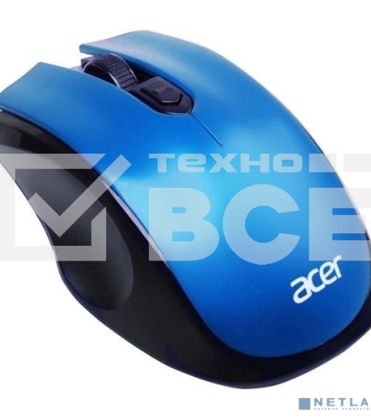 Мышь беспроводная Acer OMR031 черный/синий, 1600 dpi, радиоканал, USB, кнопки - 4