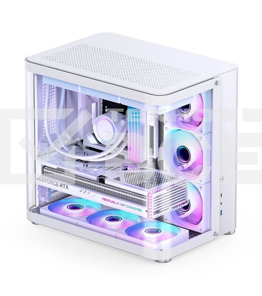 Корпус без блока питания JONSBO TK-2, Midi-Tower, TG, no fans, 1xUSB-A 3.2 + 1xUSB-C 3.2, ATX, mATX, mITX White