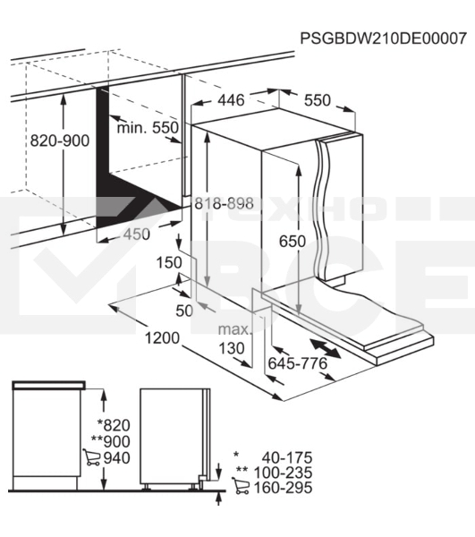 Встраиваемая посудомоечная машина ELECTROLUX EEG63410L/Встраиваемая узкая посудомоечная машина, загрузка на 10 комплектов посуды, сенсорное управление, 8 программ, 44.6x55x82 см, черный, сушка: стандартная (конденсация), индикация на полу: проекция дисплея