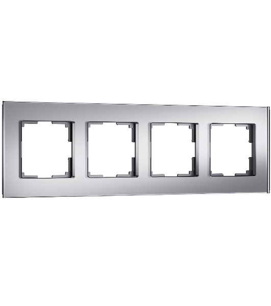Рамка на 4 поста Senso (серебряный, стекло soft-touch) W0043106