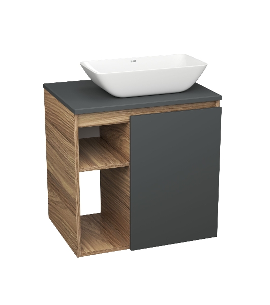 Тумба Bau Dream Blackwood 60 правая, графит, раковина BAU Spectrum mini 47х24