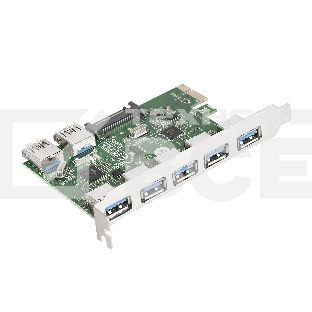 Контроллер ExeGate EXE-317 PCI-E 2.0, 5*USB3.0 ext + 2*USB3.0 int, разъем доп.питания (OEM)