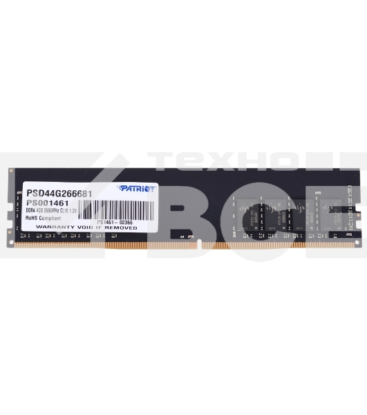 Оперативная память Patriot Signature, DDR4, 4GB (1x4 GB), 2666 MHz, CL19, DIMM
