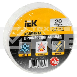 Изолента Iek UIZ-20-10-K01 0,18х19 мм белая 20 метров ИЭК