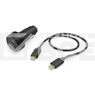 Автомобильное зар./устр. Hama H-183327 3A PD+QC универсальное кабель USB Type C черный (00183327)