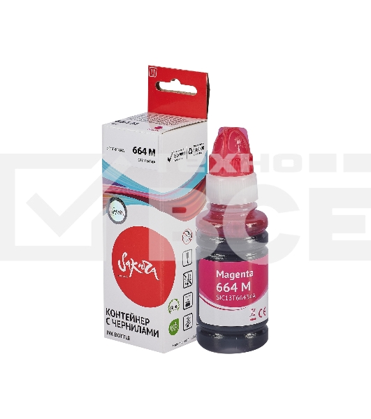 Контейнер с чернилами Sakura C13T66434A (664 M) для Epson, пурпурный, 6500 к., 70 мл.