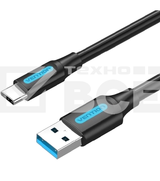 Переходник Vention USB 3.0 A Male to C Male Cable 1M Black PVC Type