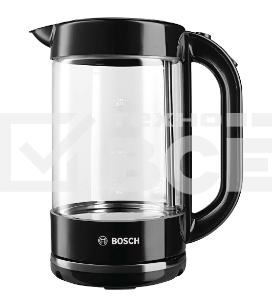 Чайник электрический Bosch TWK70B03 1.7л. 2400Вт черный (корпус: стекло)