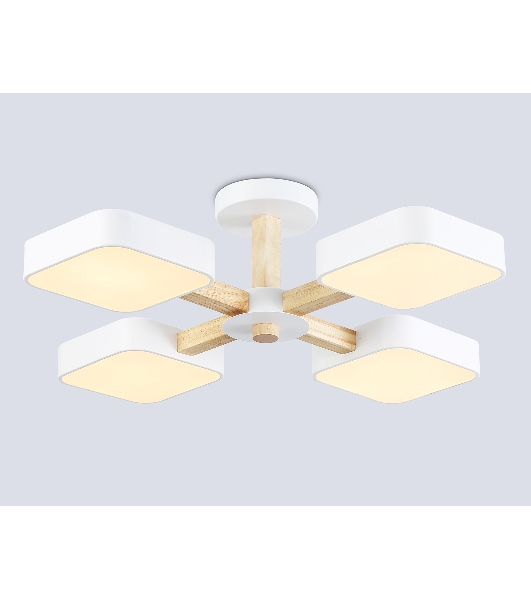 Светильник Ambrella light FL4879/4 WH/WD белый/дерево 72W 3000-6000K D610*160 (без ПДУ)