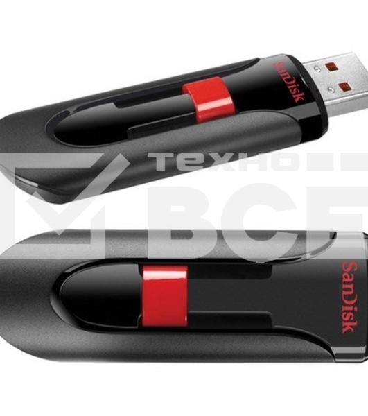 Флеш диск Sandisk 64Gb Cruzer Glide SDCZ60-064G-B35 USB2.0 черный/красный