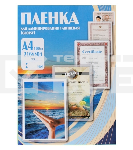 Пленка для ламинирования Office Kit 60мкм A4 (100шт) глянцевая216x303мм PLP100123