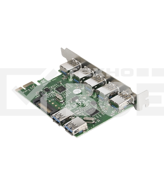 Контроллер ExeGate EXE-317 PCI-E 2.0, 5*USB3.0 ext + 2*USB3.0 int, разъем доп.питания (OEM)