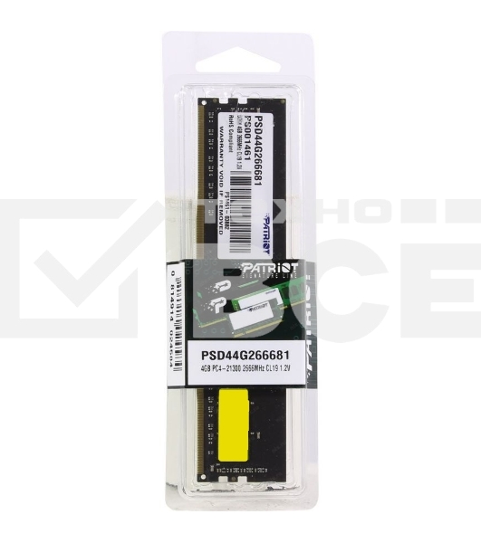 Оперативная память Patriot Signature, DDR4, 4GB (1x4 GB), 2666 MHz, CL19, DIMM