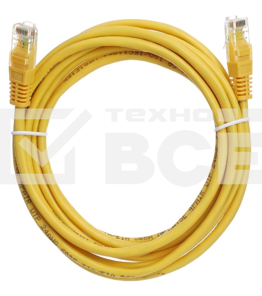 Патчкорд литой 'Aopen' UTP кат.5е 10м желтый 