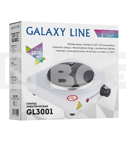 Электрическая плитка Galaxy Line GL 3001, белый, электрическая, 1500 Вт