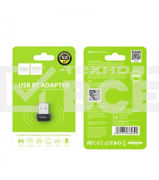 Адаптер HOCO UA18 USB Bluetooth 5.0, черный
